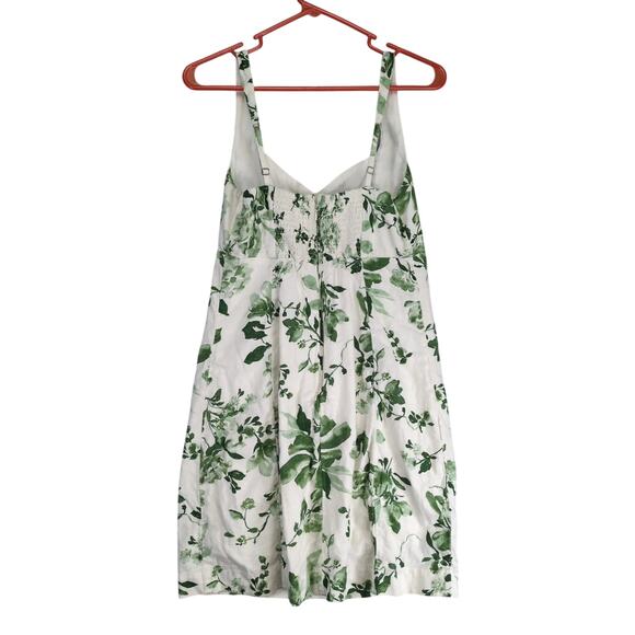 Abercrombie & Fitch Green Floral Sheath Dress Sz M Smocked Back Linen Cotton - Picture 2 of 10